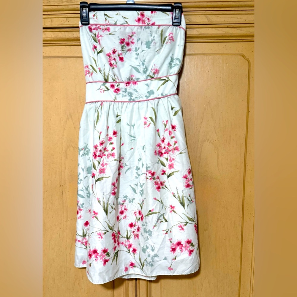 ALYN PAIGE cotton strapless floral dress (#i100)